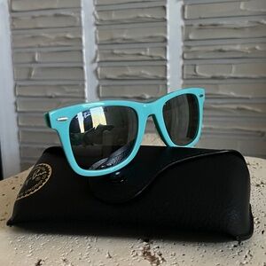 Early 2000's Teal Ray-Ban Wayfarer Sunglasses